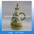 Modern design ceramic olive oil bottles wholesale with blue dot painting